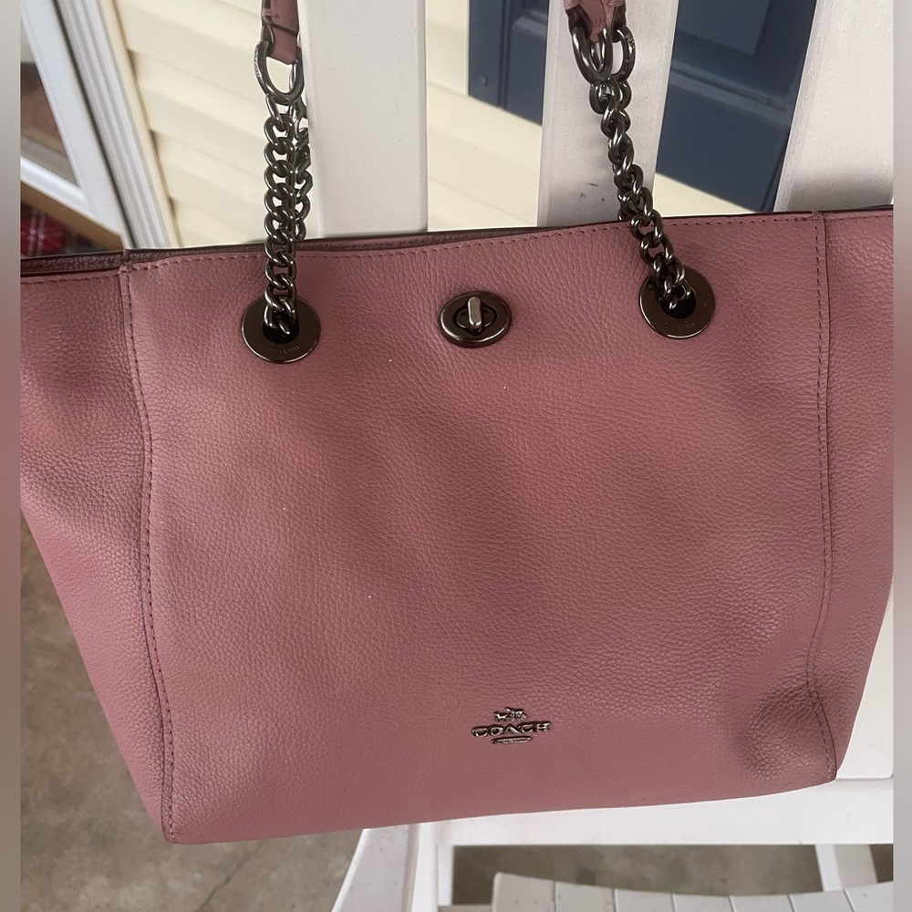 Coach Mauve Leather Tote Bag